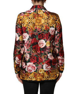 Dolce & Gabbana Mehrfarbiges Blumen-Langarmhemd mit Knopfleiste