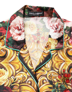 Dolce & Gabbana Mehrfarbiges Blumen-Langarmhemd mit Knopfleiste