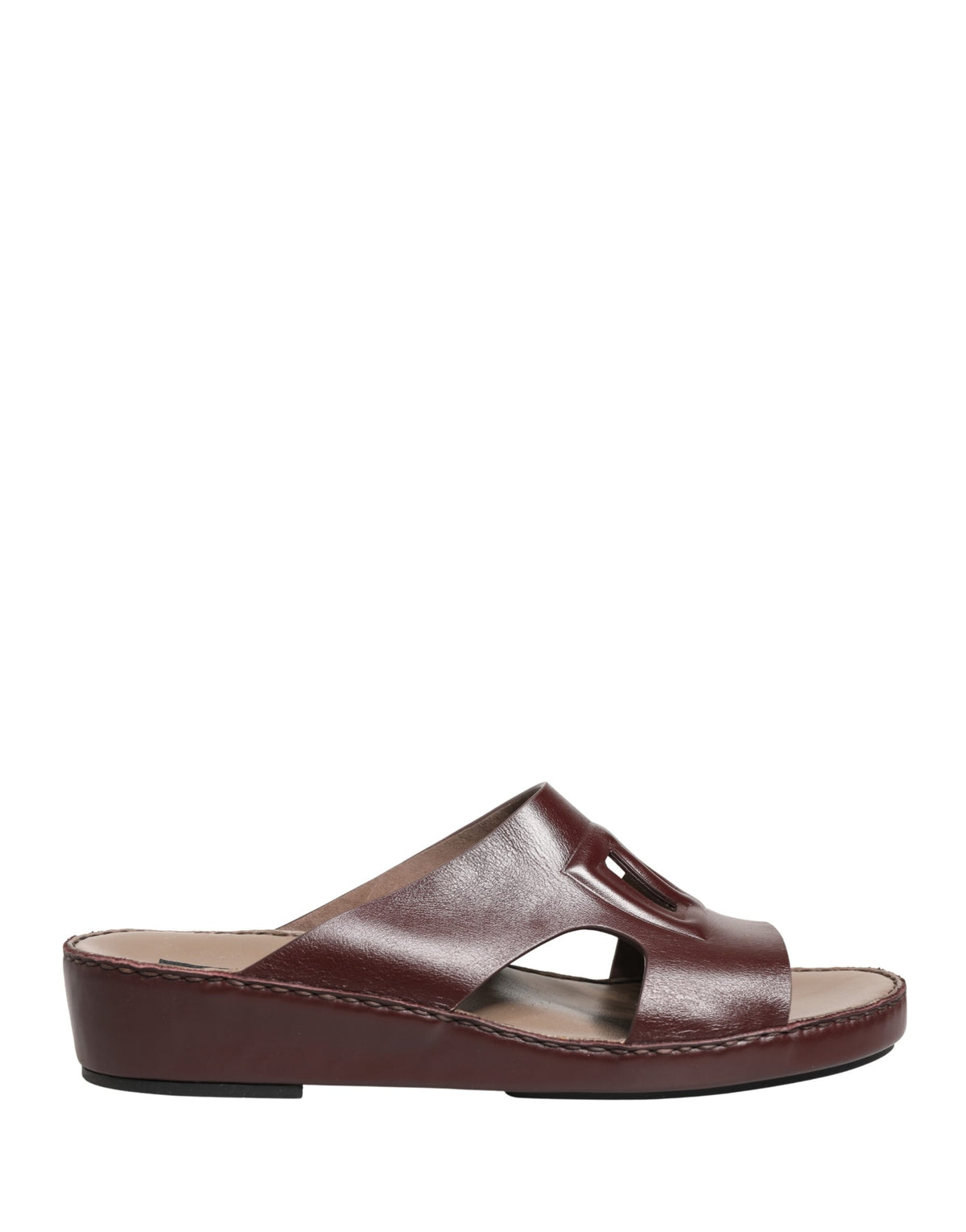 Dolce & Gabbana Maroon Leder Cutout DG Logo Sandalen Schuhe