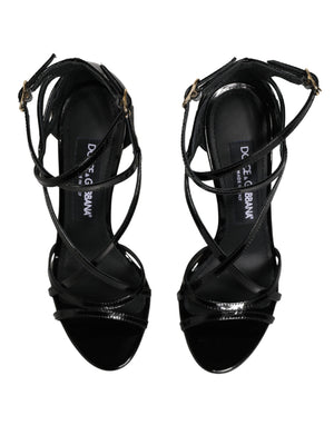 Dolce & Gabbana Schwarze Leder-Stiletto-Sandalen