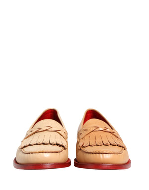 Dolce & Gabbana Beige Tassel Leder Herren Slipper Loafer Schuhe