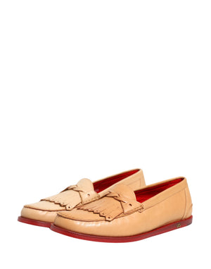 Dolce & Gabbana Beige Tassel Leder Herren Slipper Loafer Schuhe
