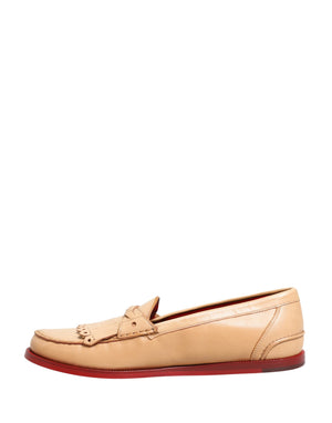 Dolce & Gabbana Beige Tassel Leder Herren Slipper Loafer Schuhe
