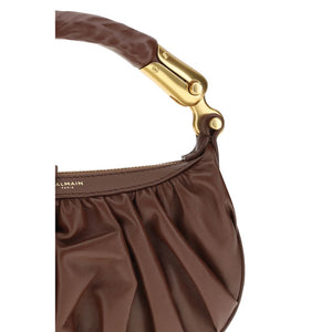 Balmain Braune Kalbsleder Bos Taurus Schultertasche