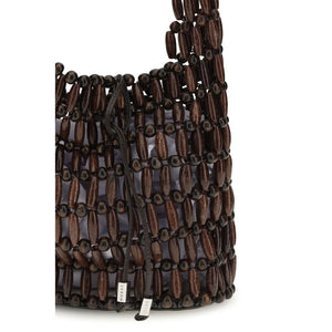 Staud Schultertasche aus braunem Holz