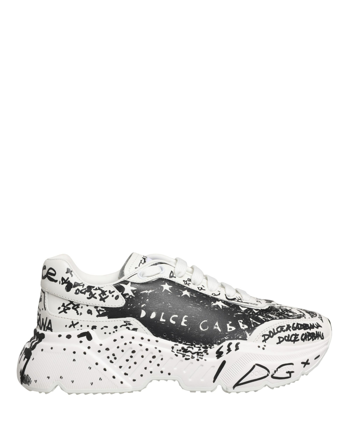 Dolce & Gabbana Weiße Daymaster Graffiti Low-Top Sneaker Schuhe