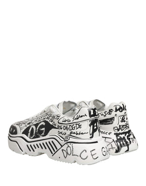 Dolce & Gabbana Weiße Daymaster Graffiti Low-Top Sneaker Schuhe