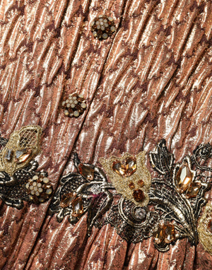 Dolce & Gabbana Braunes Metallic-Abendkleid mit Kristallen
