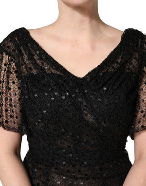 Dolce & Gabbana Abendkleid aus schwarzem Pailletten-Meerjungfrauen-Schnitt