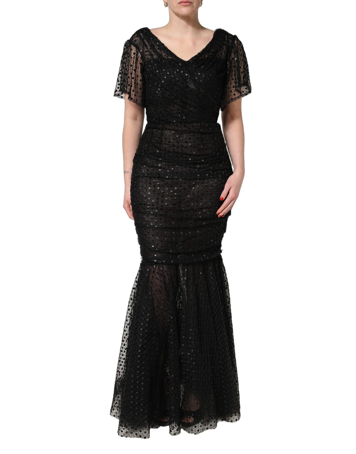 Dolce & Gabbana Abendkleid aus schwarzem Pailletten-Meerjungfrauen-Schnitt