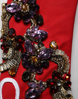 Dolce & Gabbana Mehrfarbige asymmetrische verzierte Juwelen-Cropped-Jacke