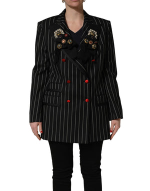 Dolce & Gabbana Schwarzer Nadelstreifen-Blazer im Double-Breasted-Stil