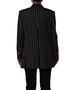 Dolce & Gabbana Schwarzer Nadelstreifen-Blazer im Double-Breasted-Stil