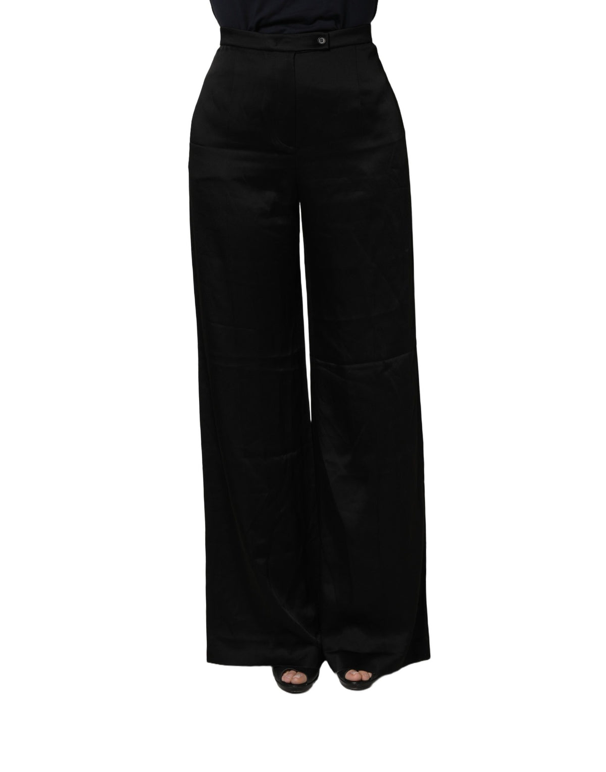 Alberta Ferretti Schwarze High-Waist Wide-Leg Damenhose