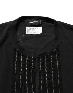 Dsquared² Schwarzes Kurzarm-T-Shirt aus Baumwolle mit Kettenverzierung