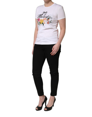 Dolce & Gabbana Weißes T-Shirt mit Blumenprint und kurzen Ärmeln