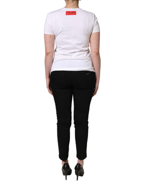 Dolce & Gabbana Weißes T-Shirt mit Blumenprint und kurzen Ärmeln