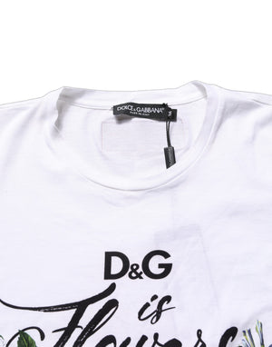 Dolce & Gabbana Weißes T-Shirt mit Blumenprint und kurzen Ärmeln