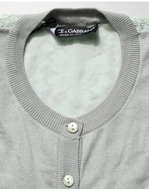 Dolce & Gabbana Grüner Cardigan-Pullover mit durchgehender Knopfleiste und langen Ärmeln