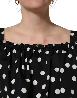 Dolce & Gabbana Schwarzes Off-Shoulder-Oberteil mit weißen Polka Dots