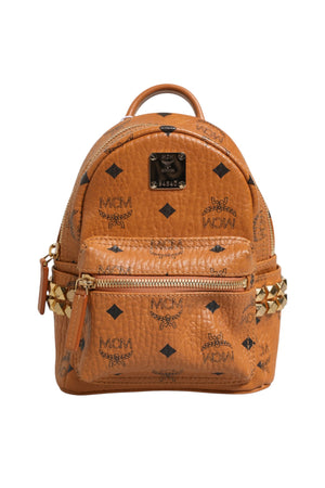 MCM Stark Mini Rucksack aus Visetos Cognac