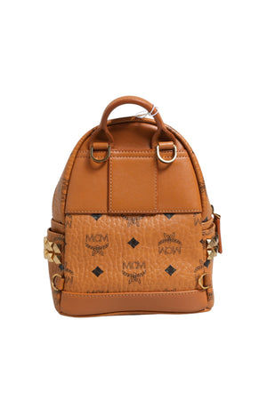 MCM Stark Mini Rucksack aus Visetos Cognac