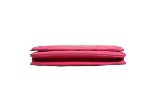 Chanel Pink gesteppte Lammleder-Kette Geldbörse WOC Silber