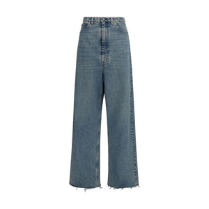 Maison Margiela Blaue High-Waist Jeans aus Baumwolle