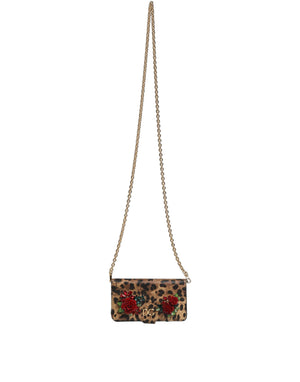 Dolce & Gabbana Flip Cover Braun Leopard Kristall iPhone X - XS Hülle