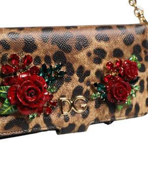Dolce & Gabbana Flip Cover Braun Leopard Kristall iPhone X - XS Hülle