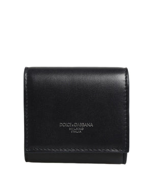 Dolce & Gabbana Brieftasche aus schwarzem Kalbsleder mit Logo-Print und Münzfach
