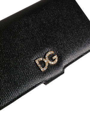 Dolce & Gabbana Flip Cover aus schwarzem Kalbsleder für iPhone X - XS