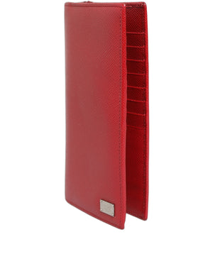 Dolce & Gabbana Herren-Kartenetui Bifold aus rotem Dauphine-Leder