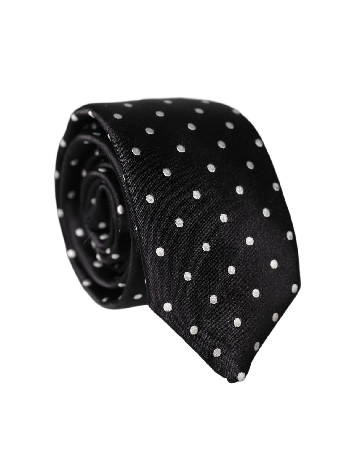 Dolce & Gabbana Schwarze und weiße Polka-Dot-Krawatte aus Seide für Herren, verstellbar