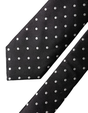 Dolce & Gabbana Schwarze und weiße Polka-Dot-Krawatte aus Seide für Herren, verstellbar