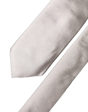 Dolce & Gabbana Hellgraue Seiden-Satin-Krawatte, verstellbar