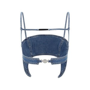 Marine Serre Blaues Denim-Hemd