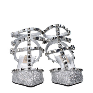 Valentino Garavani Graue Sandalen mit Stiletto-Absatz aus Leder