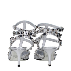 Valentino Garavani Graue Sandalen mit Stiletto-Absatz aus Leder
