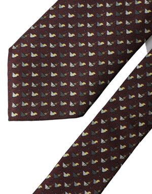Dolce & Gabbana Burgunderfarbene geometrische Seidenkrawatte für Herren, verstellbar