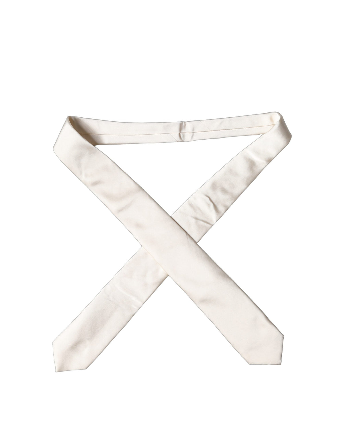 Dolce & Gabbana Off White Satin Seiden-Halsbinder für Damen, verstellbar