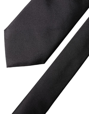 Dolce & Gabbana Schwarze Satin-Krawatte aus 100 % Seide, verstellbar, zum Binden für Damen
