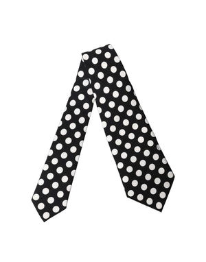 Dolce & Gabbana Schwarze und weiße gepunktete Seiden-Krawatte für Damen, verstellbar