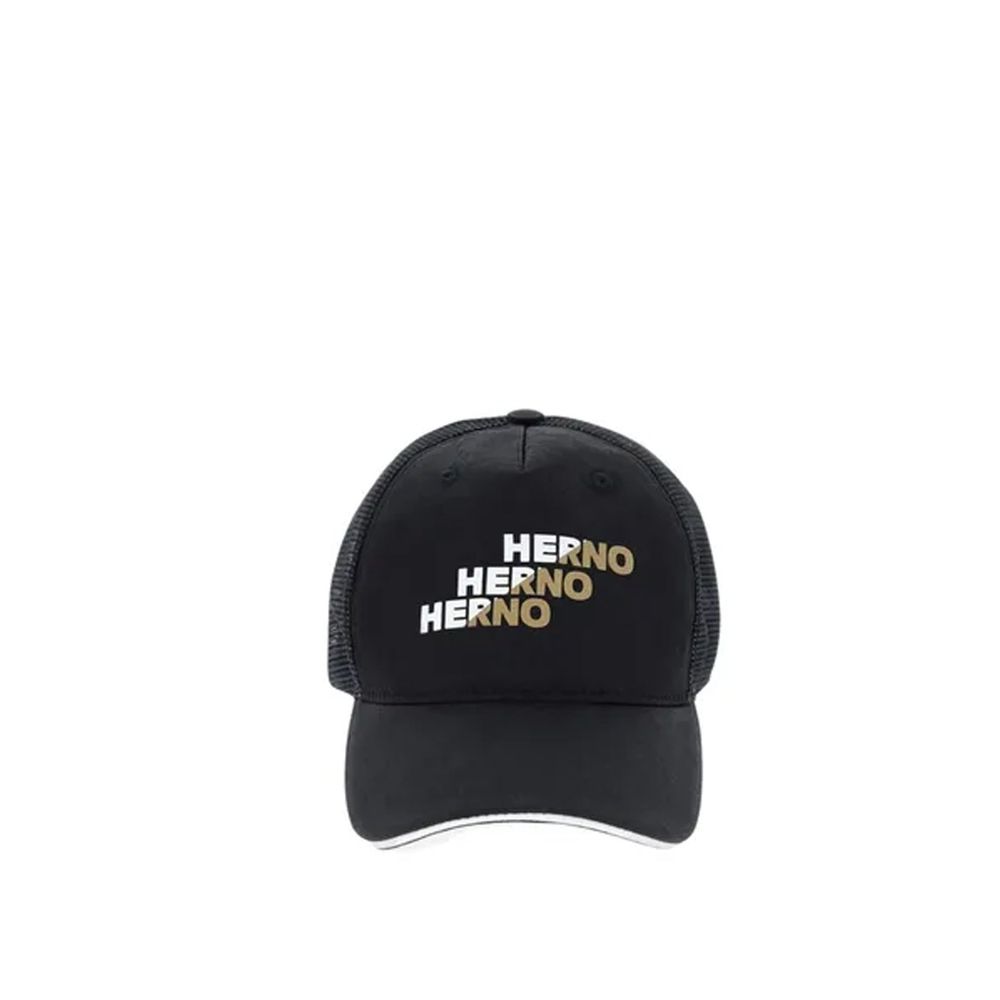 Herno Schwarze Baumwollkappe (Baseball Cap)