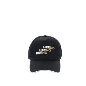 Herno Schwarze Baumwollkappe (Baseball Cap)