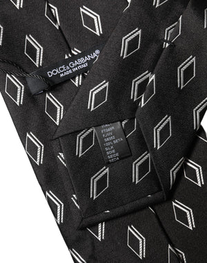 Dolce & Gabbana Schwarze gemusterte Seiden-Krawatte für Damen, verstellbar, zum Binden