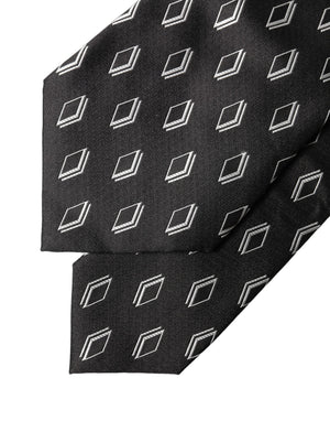 Dolce & Gabbana Schwarze gemusterte Seiden-Krawatte für Damen, verstellbar, zum Binden