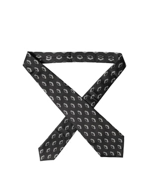 Dolce & Gabbana Schwarze gemusterte Seiden-Krawatte für Damen, verstellbar, zum Binden