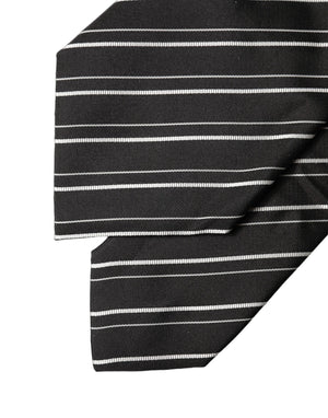 Dolce & Gabbana Schwarze und weiße gestreifte Seiden-Krawatte für Damen, verstellbar