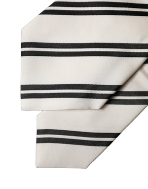 Dolce & Gabbana Weiße und schwarze Streifen Seiden-Krawatte für Damen, verstellbar